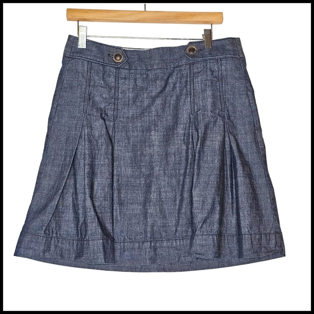 J Crew SZ 6 Women's Skirt Blue Denim Pleated Skirt